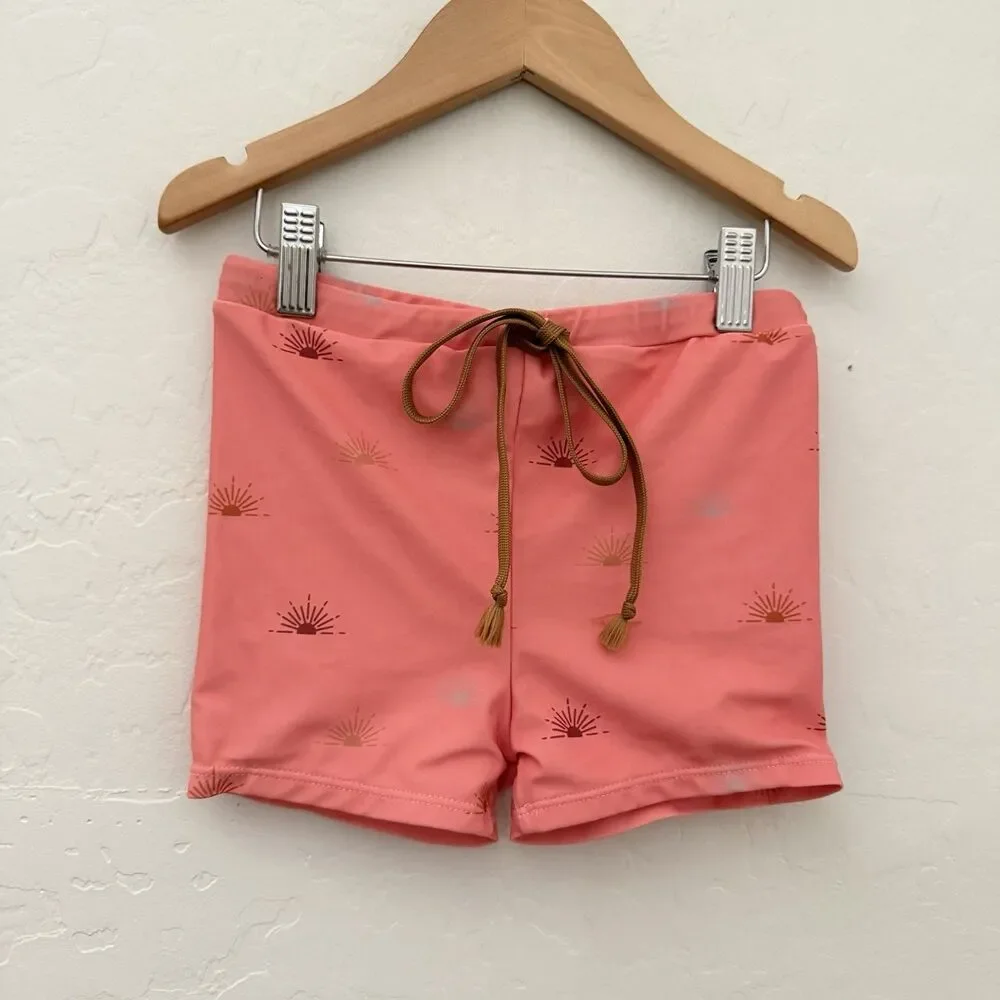 Forever French x Caitlyn Neier Boys 6-7Y Euro Swim Shorts Pink Sun  NWOT